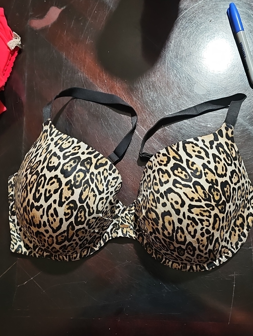 Victoria's Secret Leopard Print Bra with Black Straps